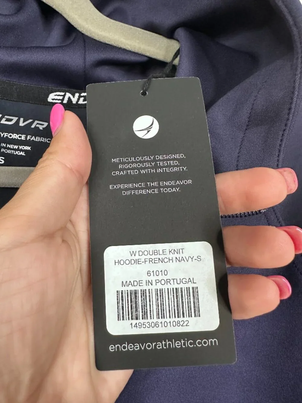 NWT Endeavor DRYFORCE® Double Layer Hoodie Jacket French Navy Small